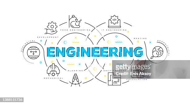 flat line illustration concept of engineering - aerospace engineering stock illustrations