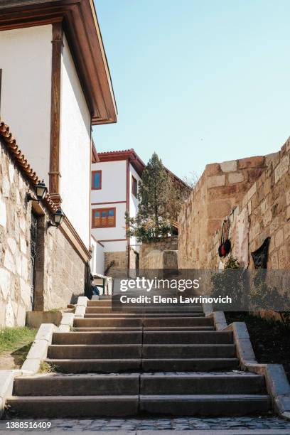 photo of an old turkish street. street in ankara with stairs. - ankara stock pictures, royalty-free photos & images