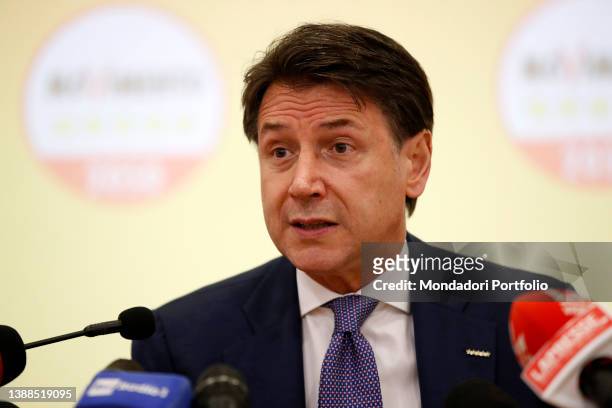 The President Giuseppe Conte during the closing press conference of the plenary meeting of the Political and Thematic Committees of the 5 Star...