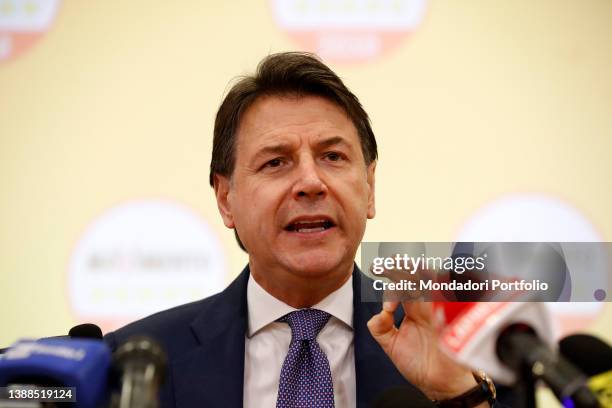 The President Giuseppe Conte during the closing press conference of the plenary meeting of the Political and Thematic Committees of the 5 Star...