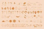 Collection of Summer Sea linear icons