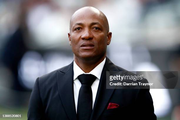 Former cricketer Brian Lara attends the state memorial service for former Australian cricketer Shane Warne at the Melbourne Cricket Ground on March...