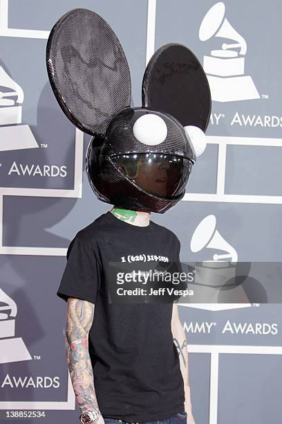 DeadMou5e arrives at The 54th Annual GRAMMY Awards at Staples Center on February 12, 2012 in Los Angeles, California.