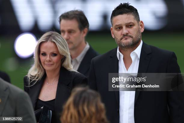 Brendan Fevola attends the state memorial service for former Australian cricketer Shane Warne at the Melbourne Cricket Ground on March 30, 2022 in...