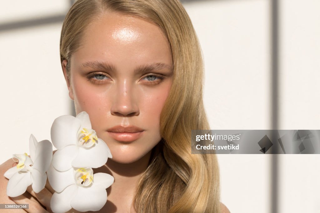 Beauty portrait of young blonde woman