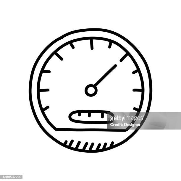 meter hand drawn icon, doodle style vector illustration - speedometer stock-grafiken, -clipart, -cartoons und -symbole