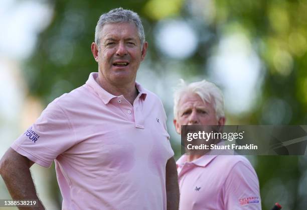 Gavin Hastings and Gordon Strachan during the Celebrity series grand final at Constance Belle Mare Plage on March 29, 2022 in Port Louis, Mauritius.