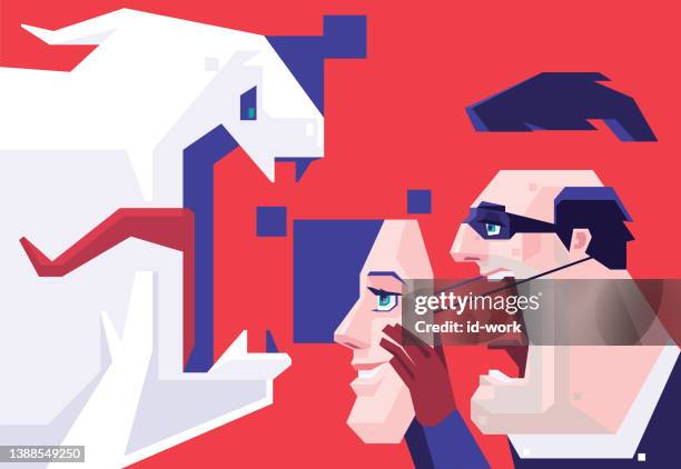 screaming scammer meeting shocking ghost - male hair removal stock illustrations