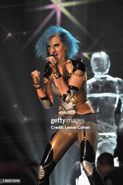 Singer Katy Perry performs onstage at The 54th Annual GRAMMY Awards at Staples Center on February 12, 2012 in Los Angeles, California.