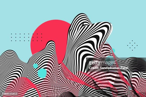landscape background. terrain. pattern with optical illusion. - 3d art stock illustrations