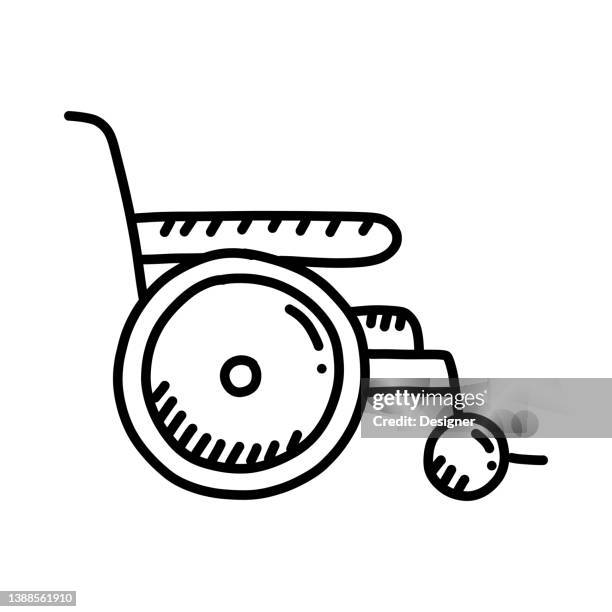 ilustrações de stock, clip art, desenhos animados e ícones de wheelchair hand drawn icon, doodle style vector illustration - cadeira de rodas