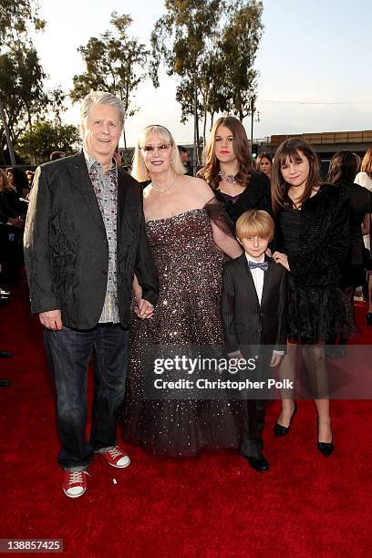 Musician Brian Wilson of The Beach Boys and family arrive at The 54th Annual GRAMMY Awards at Staples Center on February 12, 2012 in Los Angeles,...