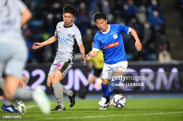 Yuto MORI of Mito HollyHock in action during the J.LEAGUE Meiji Yasuda J2 7th Sec. Match between Mito Hollyhock and Tochigi SC at K's denki Stadium...