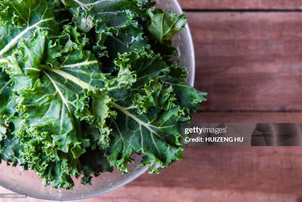 Kale. Green vegetable leaves. Healthy vegetarian food