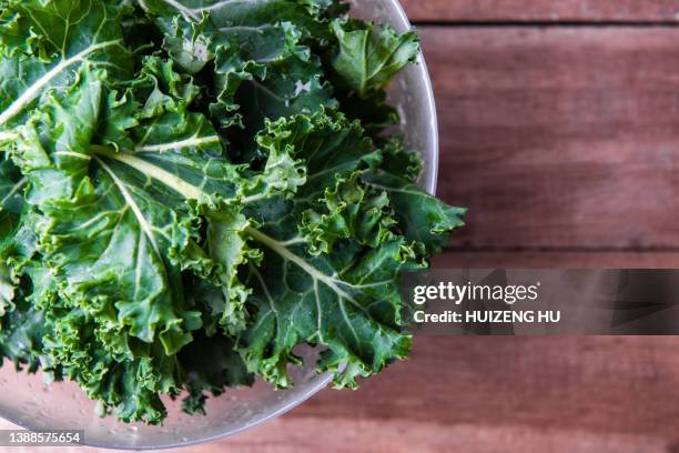 kale. green vegetable leaves. healthy vegetarian food - couve imagens e fotografias de stock