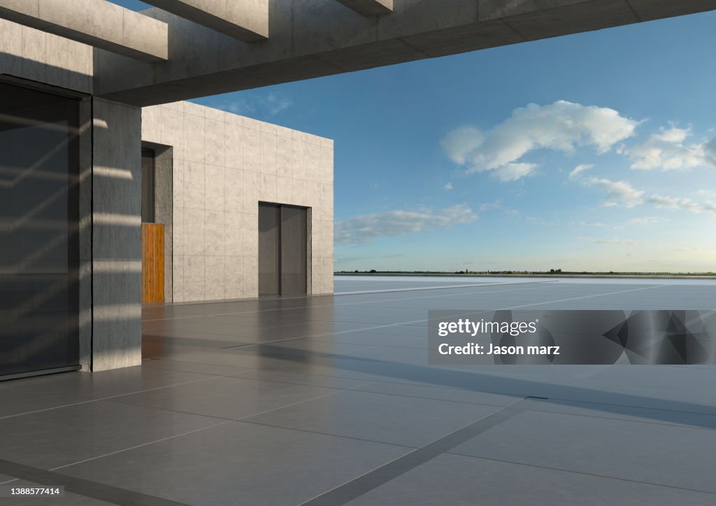 Empty square front of modern architecture