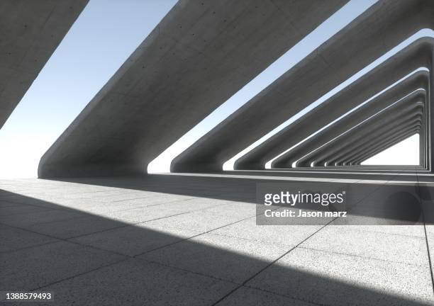 futuristic empty room,3d rendering - cement construction stock pictures, royalty-free photos & images