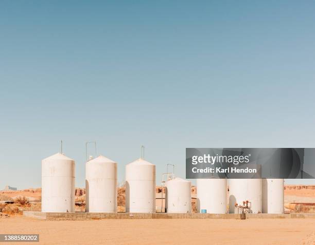 storage tanks at a gas station - oil tank fotografías e imágenes de stock