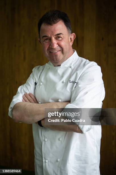 Spanish chef Martin Berasategui poses for a portrait sessionat Torre Emperador Castellana on March 30, 2022 in Madrid, Spain.