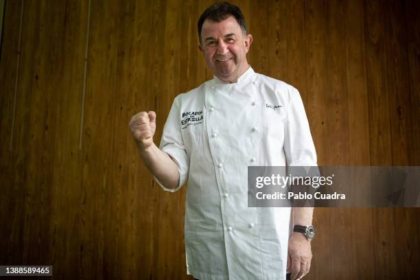 Spanish chef Martin Berasategui poses for a portrait sessionat Torre Emperador Castellana on March 30, 2022 in Madrid, Spain.