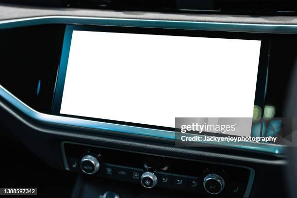 a digital display screen on the dashboard of a modern car - car display stock pictures, royalty-free photos & images