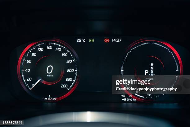 modern car speedometer panel - tachimetro foto e immagini stock