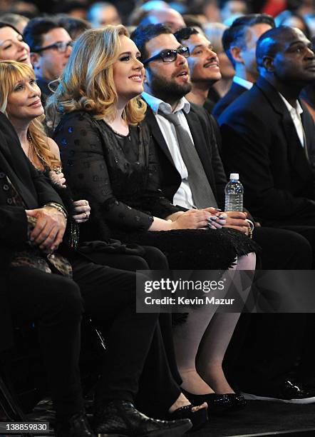 Adele and Simon Konecki attend The 54th Annual GRAMMY Awards at Staples Center on February 12, 2012 in Los Angeles, California.