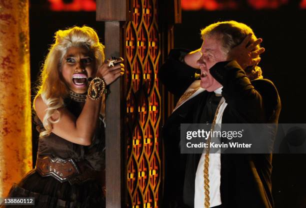 Rapper/singer Nicki Minaj performs onstage at the 54th Annual GRAMMY Awards held at Staples Center on February 12, 2012 in Los Angeles, California.