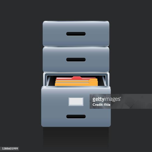 different documents in metal filing cabinets. filing cabinet,file cabinet,document cabinet - filing cabinet stock illustrations