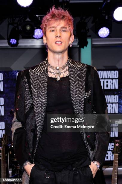 Machine Gun Kelly visits 'The Howard Stern Show' at SiriusXM Studios on March 30, 2022 in Los Angeles, California.