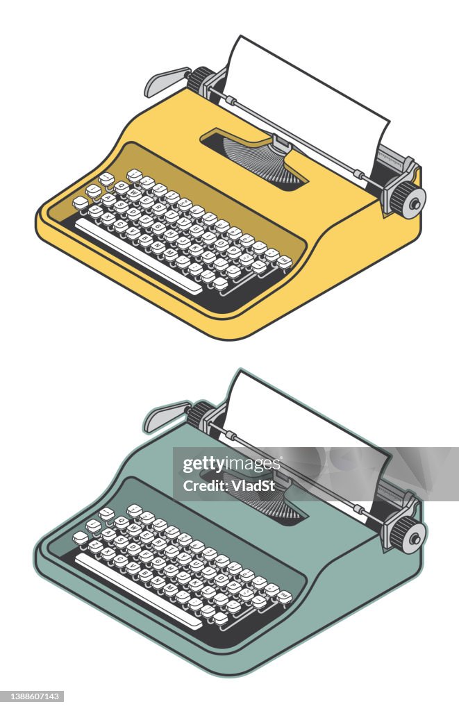 Vintage Typewriter Playwright Writer Script Essay Novel Isometric Vector
