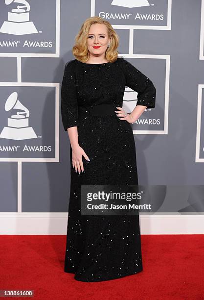 Singer Adele arrives at the 54th Annual GRAMMY Awards held at Staples Center on February 12, 2012 in Los Angeles, California.