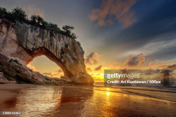 tusan beach,scenic view of sea against sky during sunset,sarawak,malaysia - sarawak state stock pictures, royalty-free photos & images