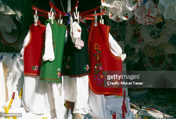 traditional hungarian costumes - hungarian embroidery stock pictures, royalty-free photos & images