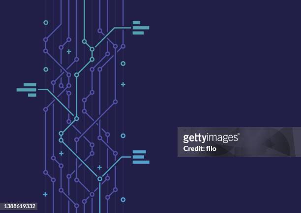 stockillustraties, clipart, cartoons en iconen met networking technology circuit board abstract lines communication background - artificial intelligence