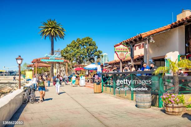 san diego seaport village promenade restaurant - san diego stock pictures, royalty-free photos & images