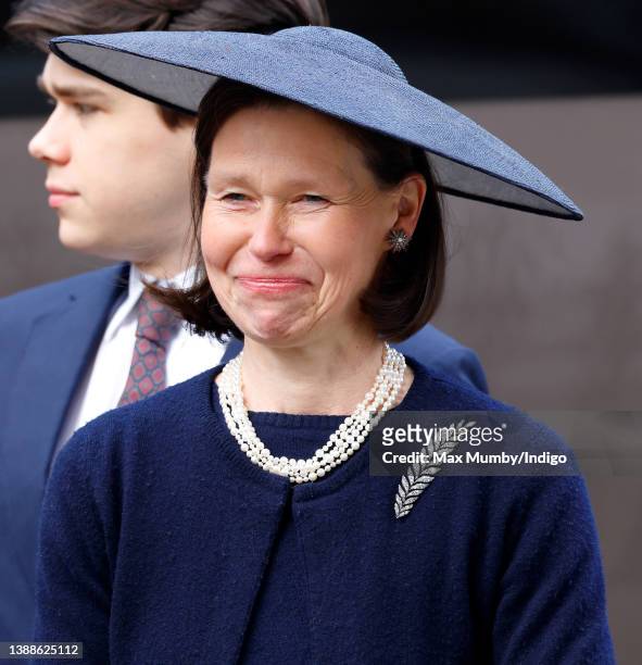 Lady Sarah Chatto attends a Service of Thanksgiving for the life of Prince Philip, Duke of Edinburgh at Westminster Abbey on March 29, 2022 in...