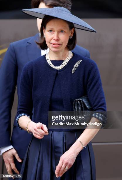 Lady Sarah Chatto attends a Service of Thanksgiving for the life of Prince Philip, Duke of Edinburgh at Westminster Abbey on March 29, 2022 in...