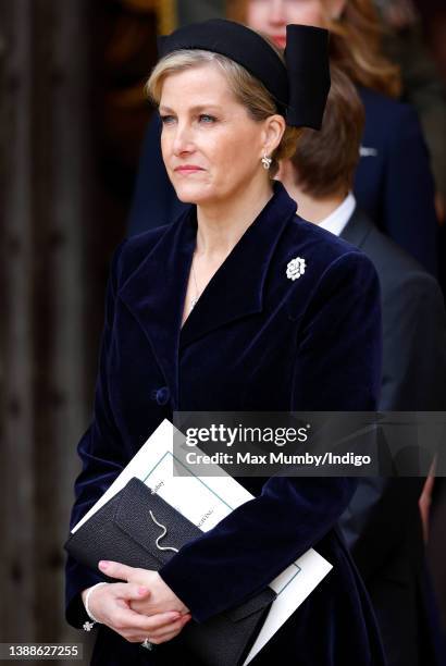 Sophie, Countess of Wessex attends a Service of Thanksgiving for the life of Prince Philip, Duke of Edinburgh at Westminster Abbey on March 29, 2022...