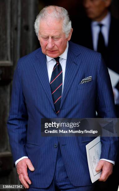 Prince Charles, Prince of Wales attends a Service of Thanksgiving for the life of Prince Philip, Duke of Edinburgh at Westminster Abbey on March 29,...