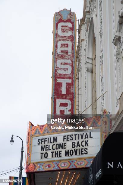 Exterior of The Castro Theatre, the venue for 65th SFFILM Festival Press Conference on March 30, 2022 in San Francisco, California.