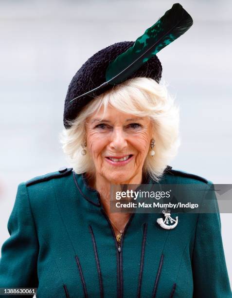 Camilla, Duchess of Cornwall attends a Service of Thanksgiving for the life of Prince Philip, Duke of Edinburgh at Westminster Abbey on March 29,...