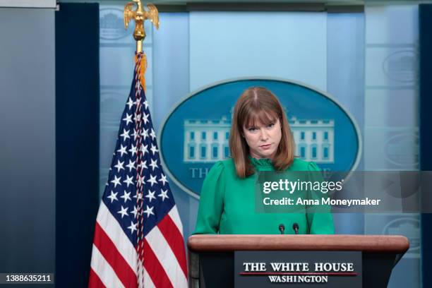 White House Communications Director Kate Bedingfield speaks during the daily White House Press Briefing on March 30, 2022 in Washington, DC....