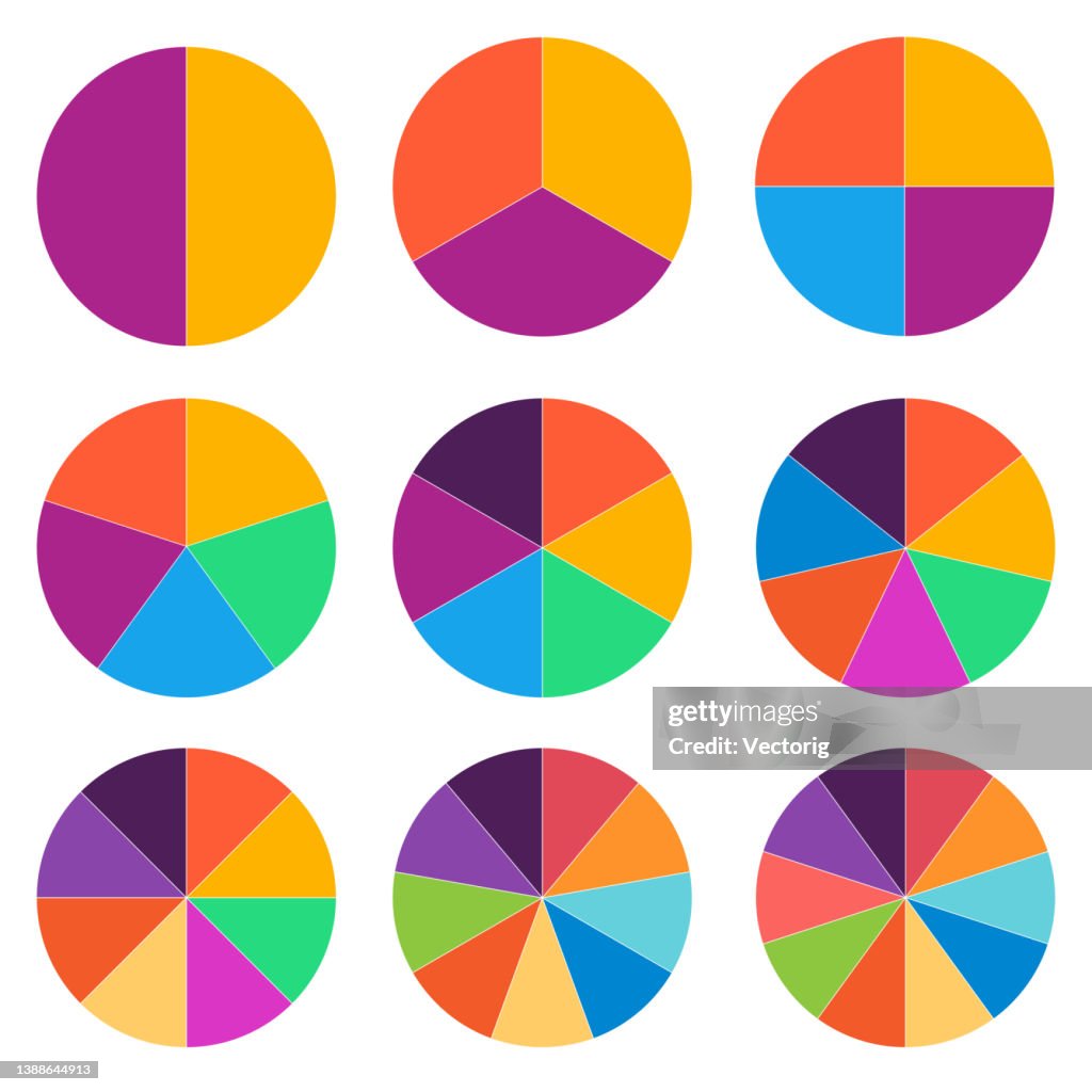 Colorfu Pie Graph Example Colorful Pie Chart Collection High-Res Vector Graphic - Getty Images