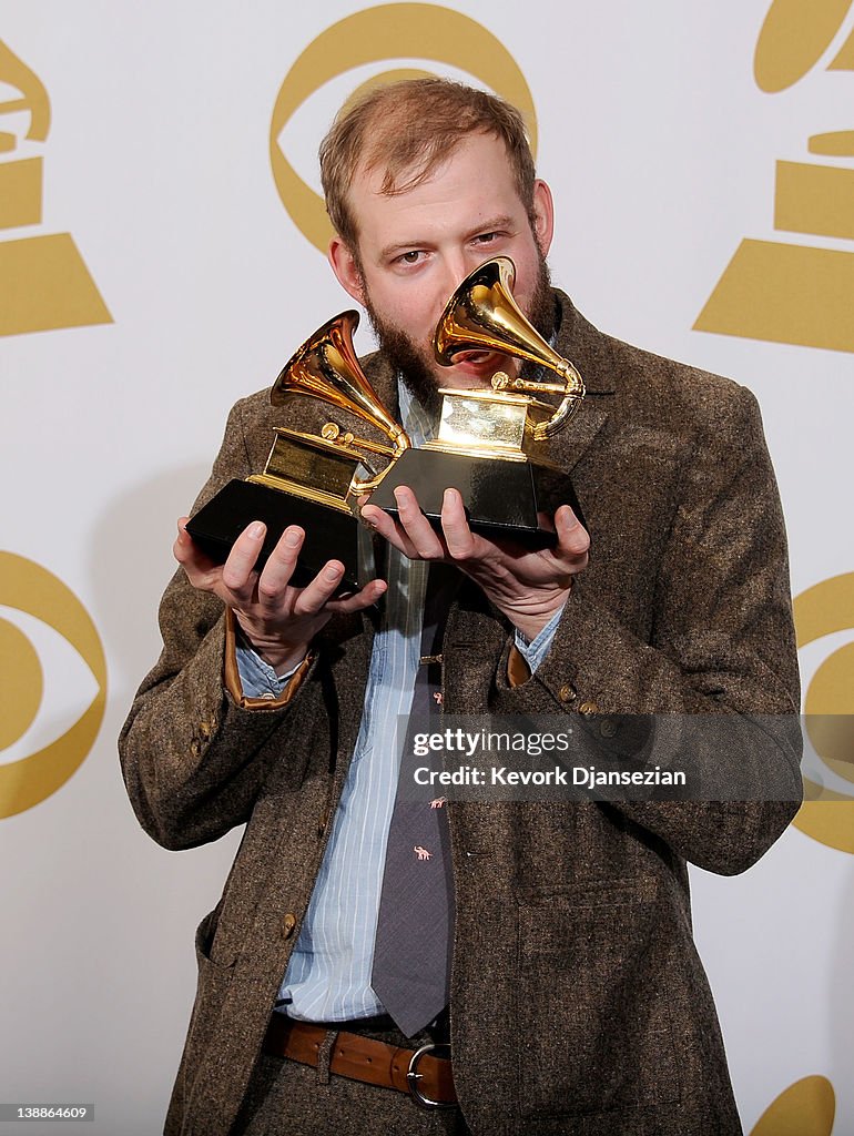 Musician Justin Vernon of Bon Iver, winner of the GRAMMY for Best