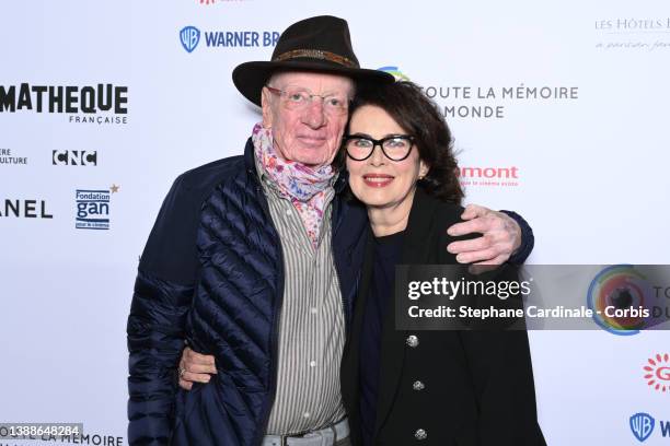 Director Just Jaeckin and actress Dayle Haddon attend the "Toute La Memoire Du Monde" photocall at La Cinematheque on March 30, 2022 in Paris, France.