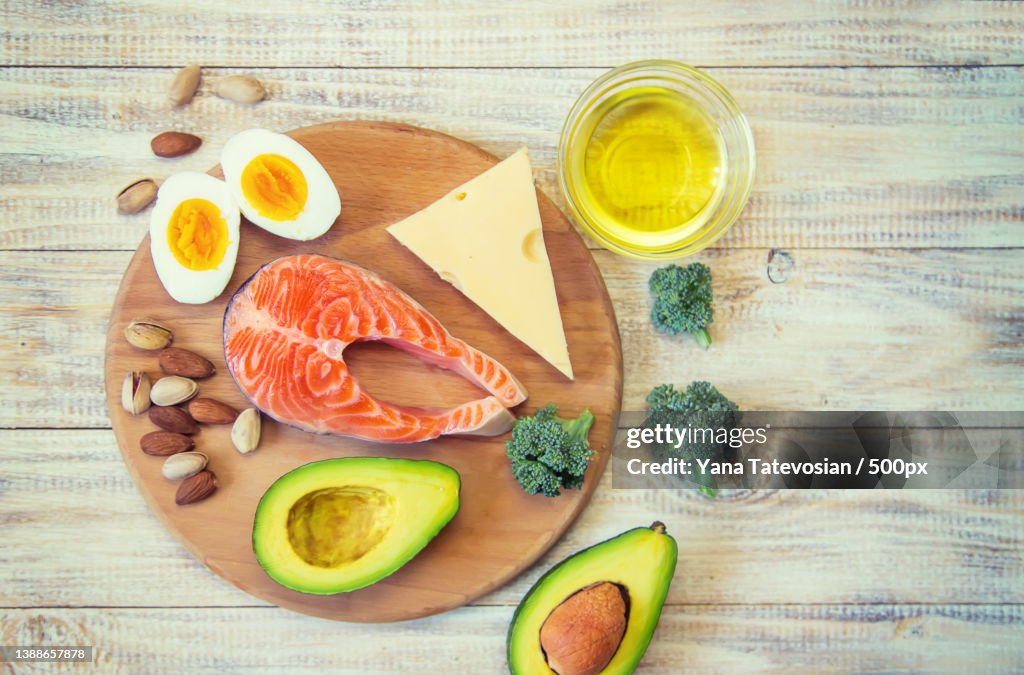 Keto diet food ingredients set Selective focus