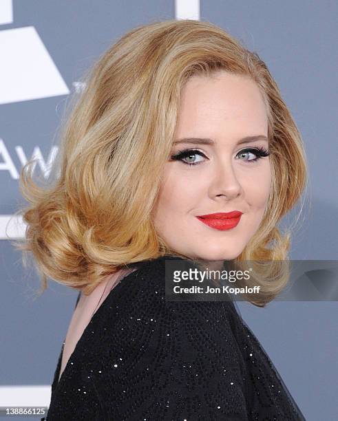 Singer Adele arrives at 54th Annual GRAMMY Awards held the at Staples Center on February 12, 2012 in Los Angeles, California.