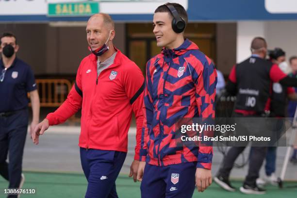 Head coach Gregg Berhalter and Giovanni Reyna arrive at the stadium before a FIFA World Cup qualifier game between Costa Rica and USMNT at Estadio...