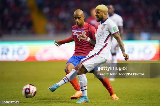 DeAndre Yedlin of United States passes off the ball during a Concacaf 2022 FIFA World Cup Qualifiers between Costa Rica and United States at Estadio...